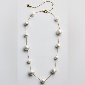 BaubleBar Gold Chain Necklace with White Bead Accents
